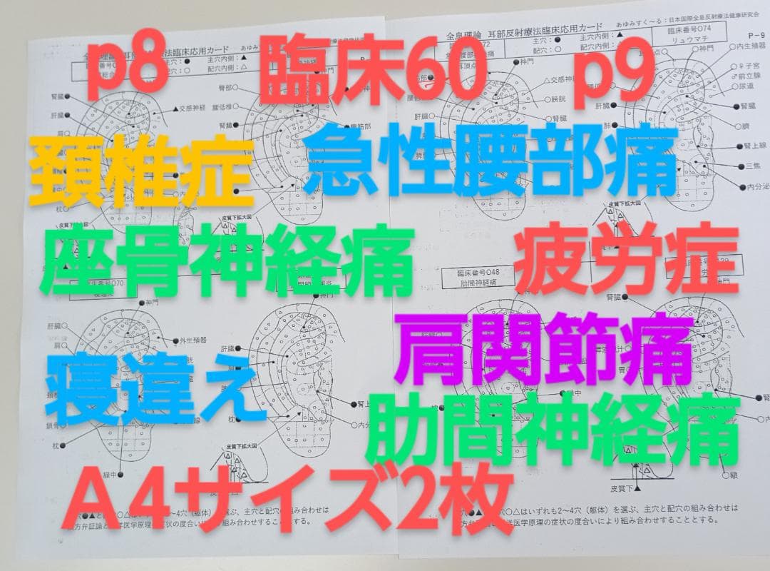 BP32:耳つぼ：臨床例60例集+チャート2+解説プリント（ジュエリー必須）プロ