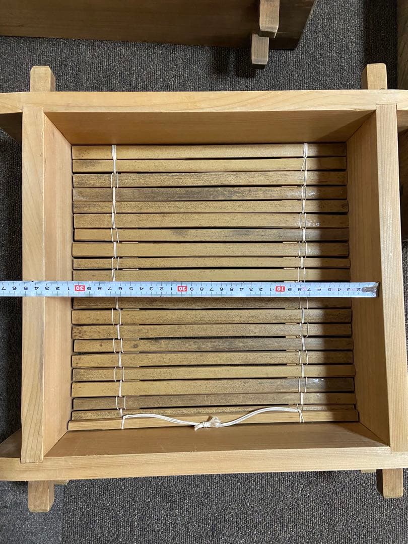 木製角【大】せいろ　アンティーク　レトロ　竹スノコ付き　蒸し器