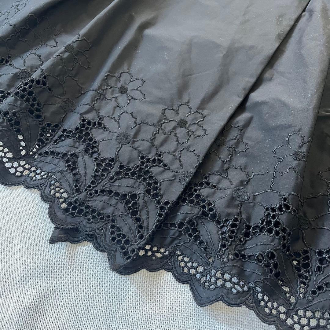 M'S GRACY Aライン トレンチコート 刺繍 リボン ブラック 40