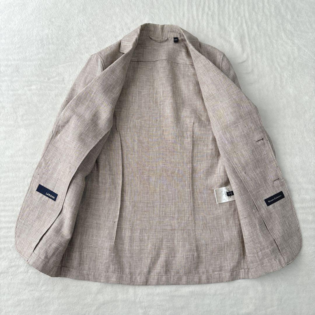 【美品】ラルディーニ　テーラードジャケット　リネン混　ブラウン　紳士服　茶色
