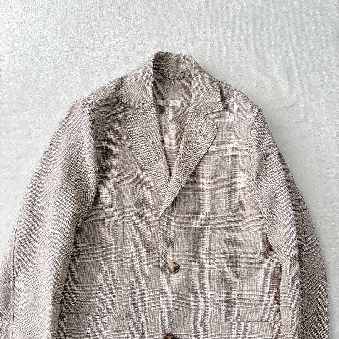 【美品】ラルディーニ　テーラードジャケット　リネン混　ブラウン　紳士服　茶色
