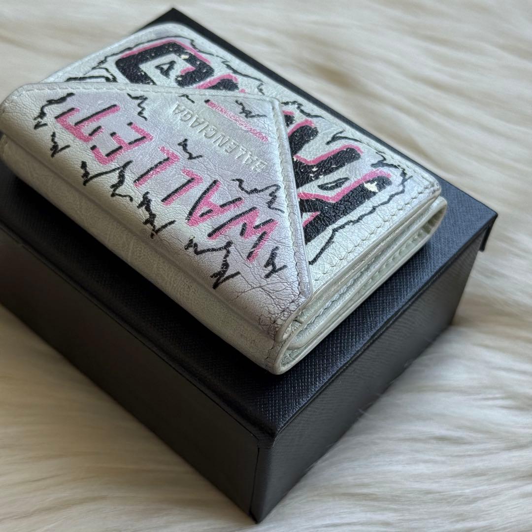 専用 バレンシアガ ペーパー ミニウォレット グラフィティ レザー 三つ折り財布
