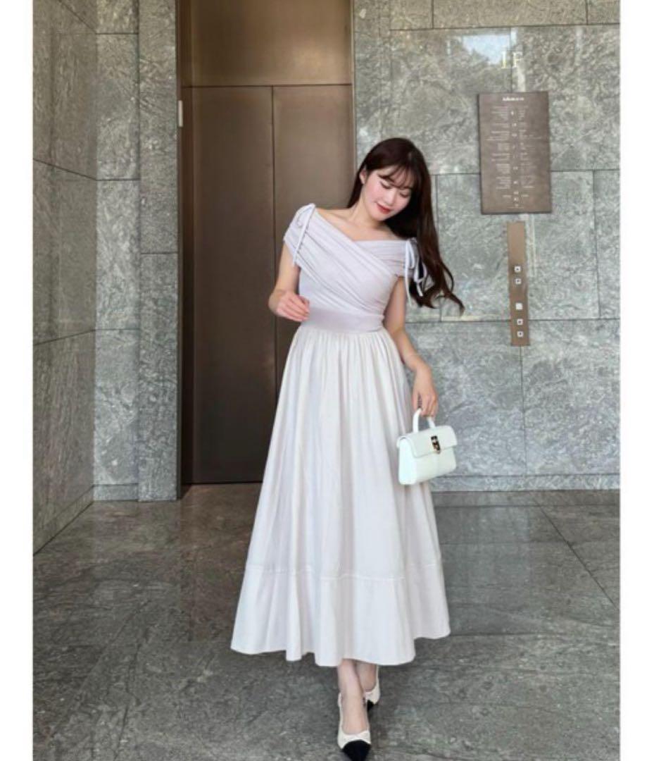 スカート Her lip to Gathered Bicolor Dress