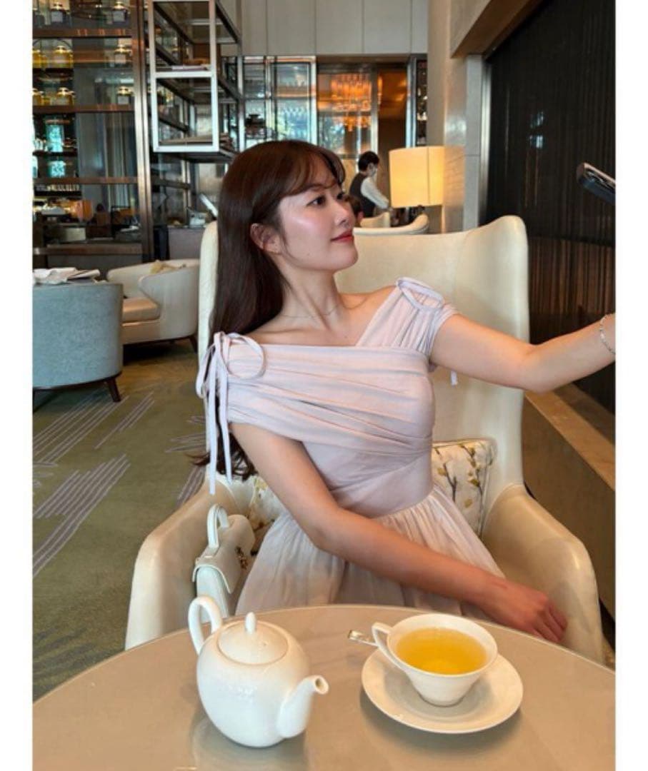 スカート Her lip to Gathered Bicolor Dress