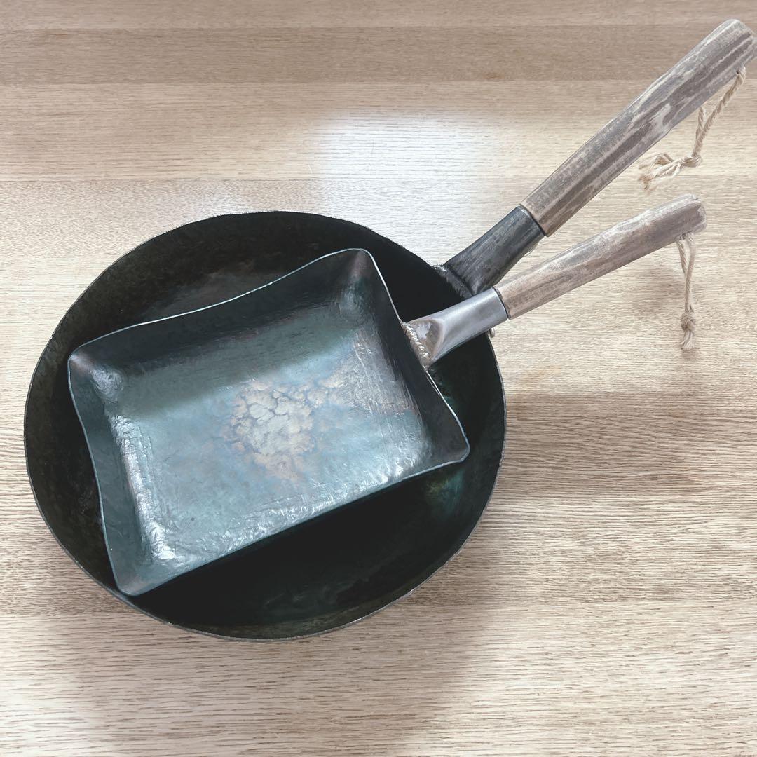 ハンドメイド作家　軽い鉄フライパン24cm、軽い鉄たまご焼き器　セット
