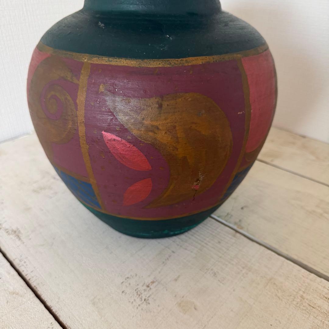 フィリピン民藝品　陶器製花器　壺