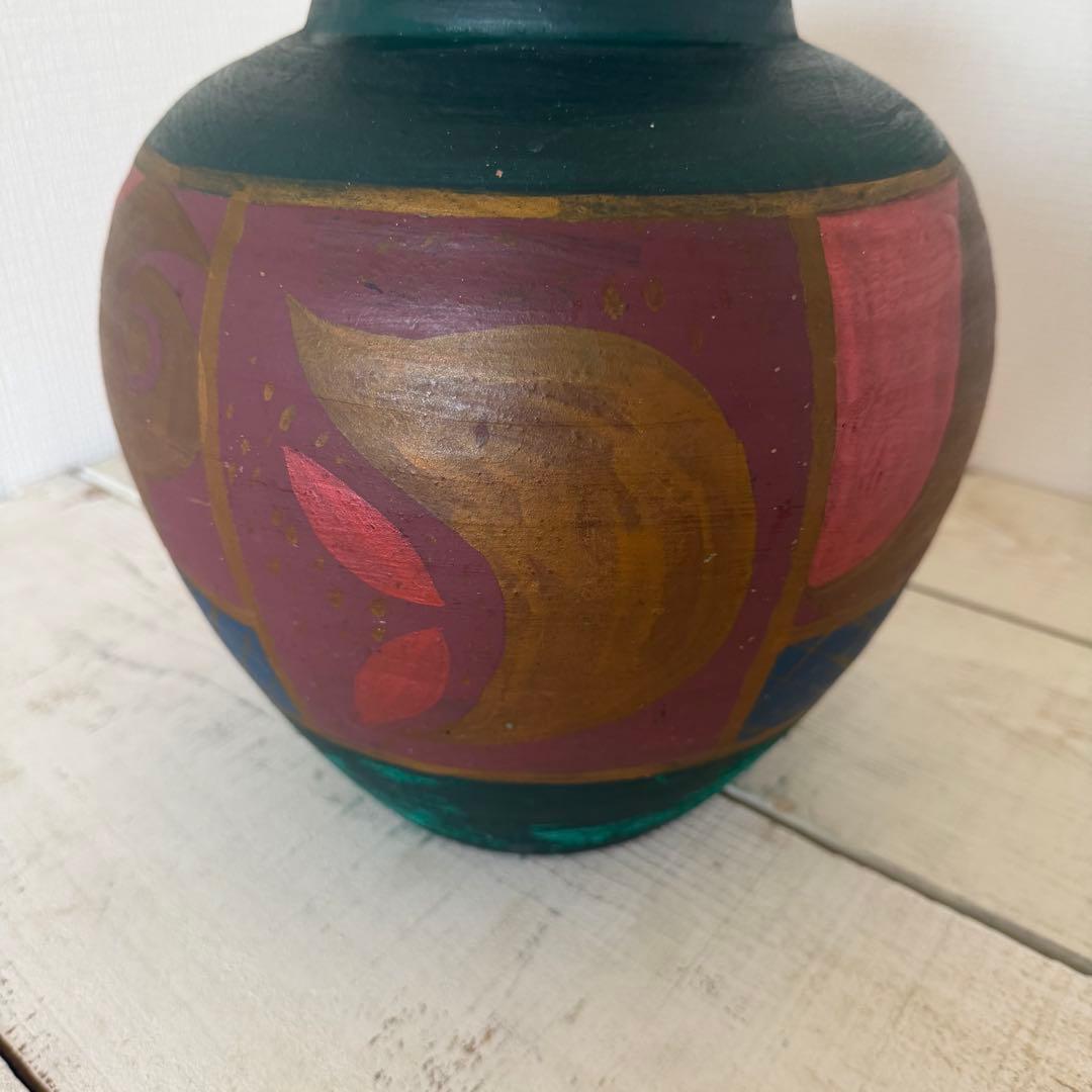 フィリピン民藝品　陶器製花器　壺