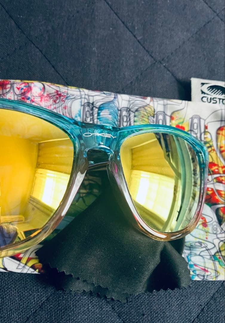 オークリー　OAKLEY フロッグスキン　サングラス ミラー 純正偏光レンズ