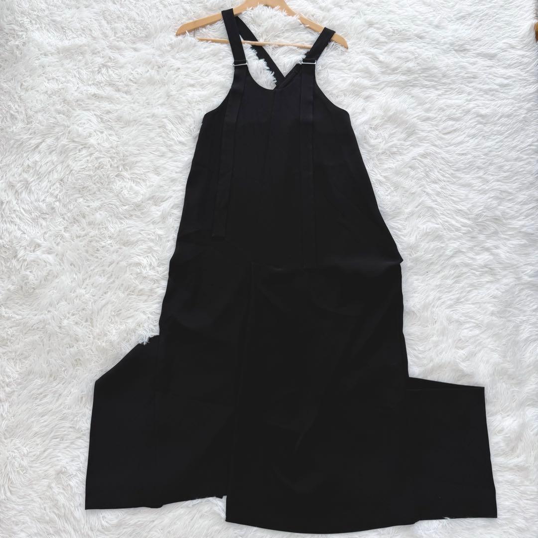 ENFOLD ダブルサテン サロペットDRESS ブラック　38 ワンピース