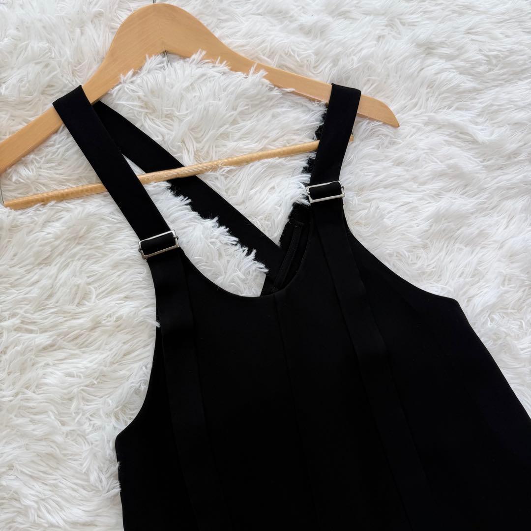 ENFOLD ダブルサテン サロペットDRESS ブラック　38 ワンピース