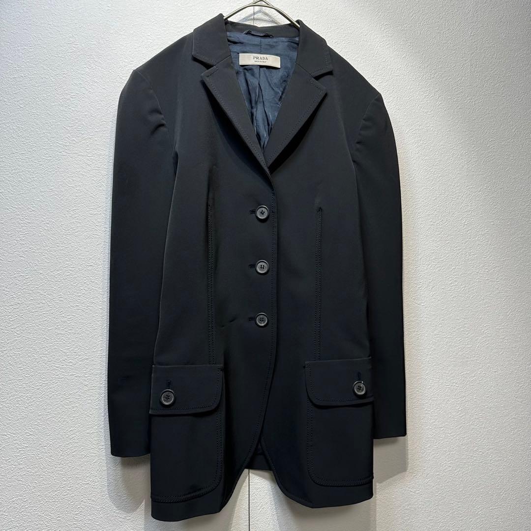 希少 美品 PRADA プラダ 3B デザイン テーラードジャケット 黒 38