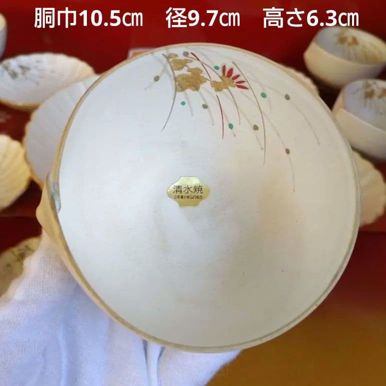 新品　京焼清水焼　雲楽窯　斎藤雲楽　菊割大皿小皿　綴じ目小鉢　11点