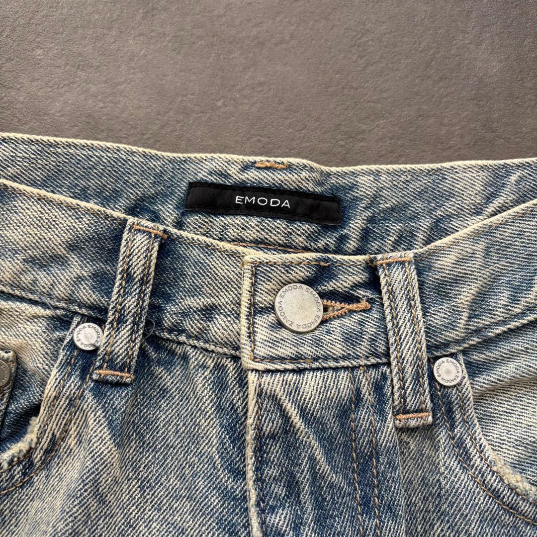 【未使用】定価1.3万☆EMODA エモダバックカットルーズジーンズ　デニム　S