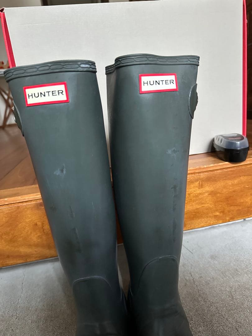 HUNTER グレー 長靴 バックル付き