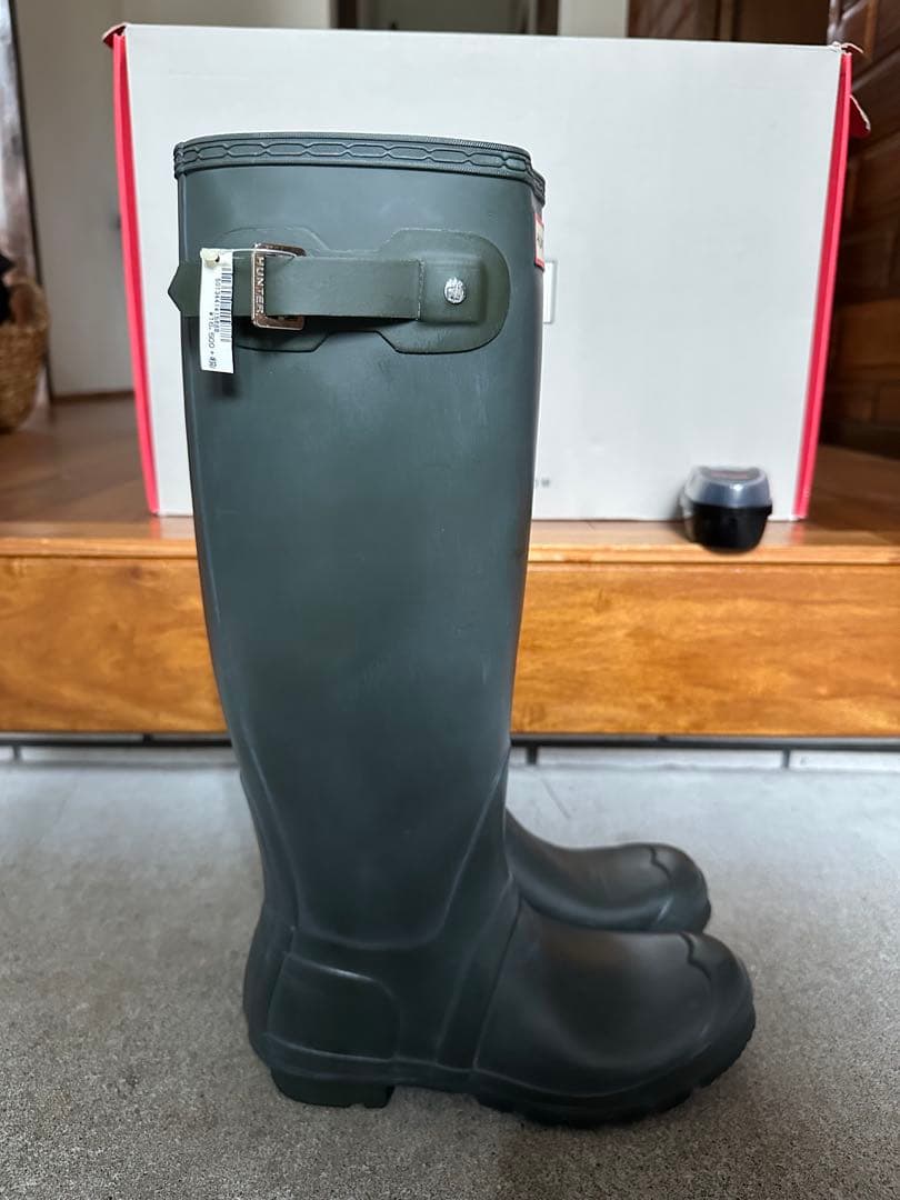 HUNTER グレー 長靴 バックル付き