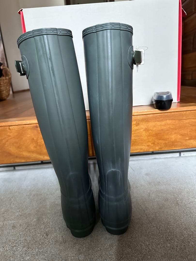 HUNTER グレー 長靴 バックル付き