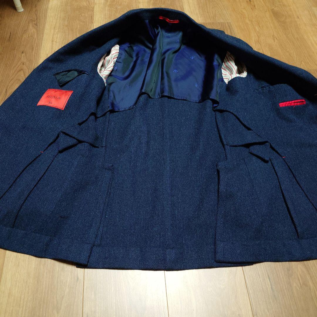 ISAIA イザイア ジャケット 46 ネイビー ツィード