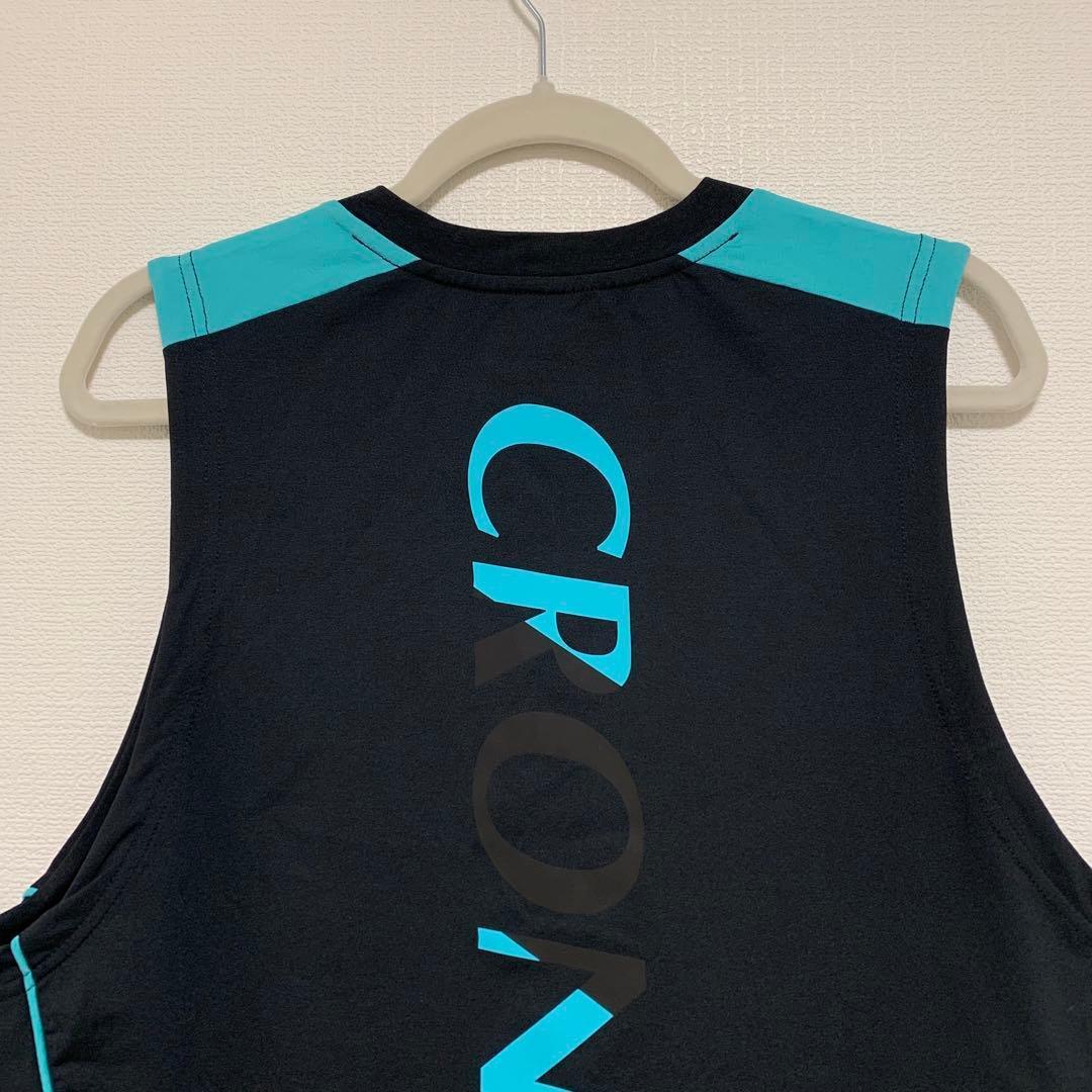 CRONOS★タンクトップ XL 黒 水色 C08-TK-2415ST
