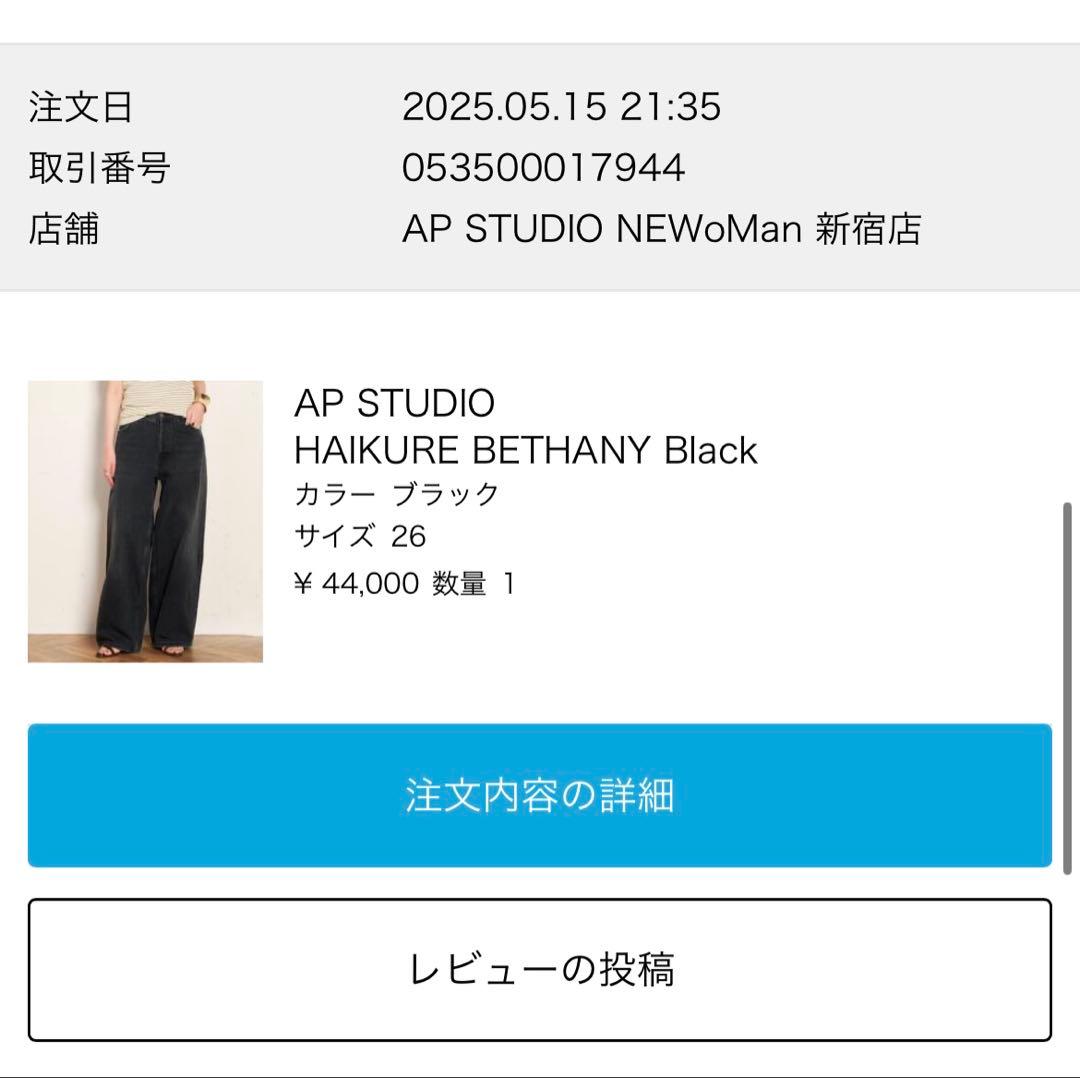 【完売・美品】HAIKURE BETHANYデニム BLACK 26サイズ