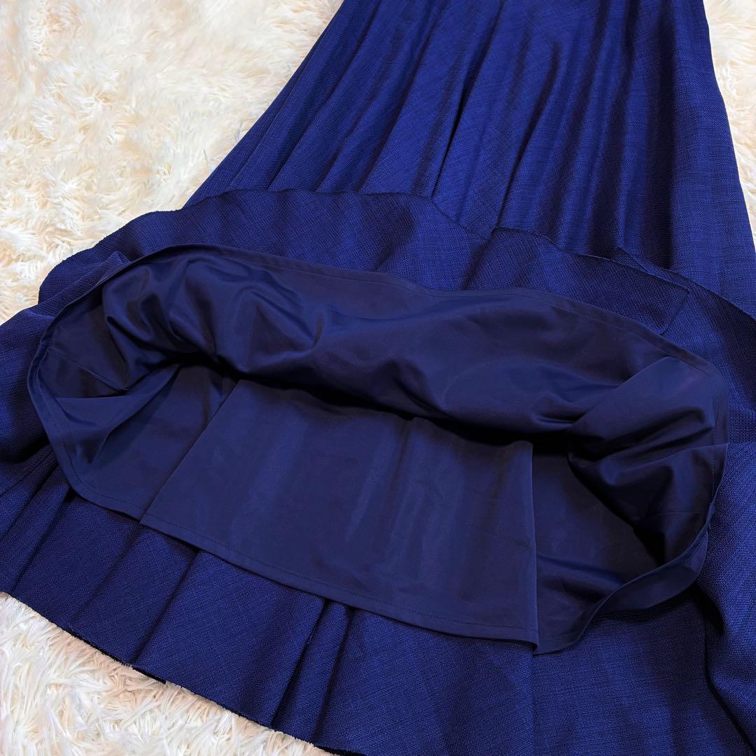 美品✨アナイ 定価3.3万 ロングフレアプリーツスカート ネイビー 38 日本製