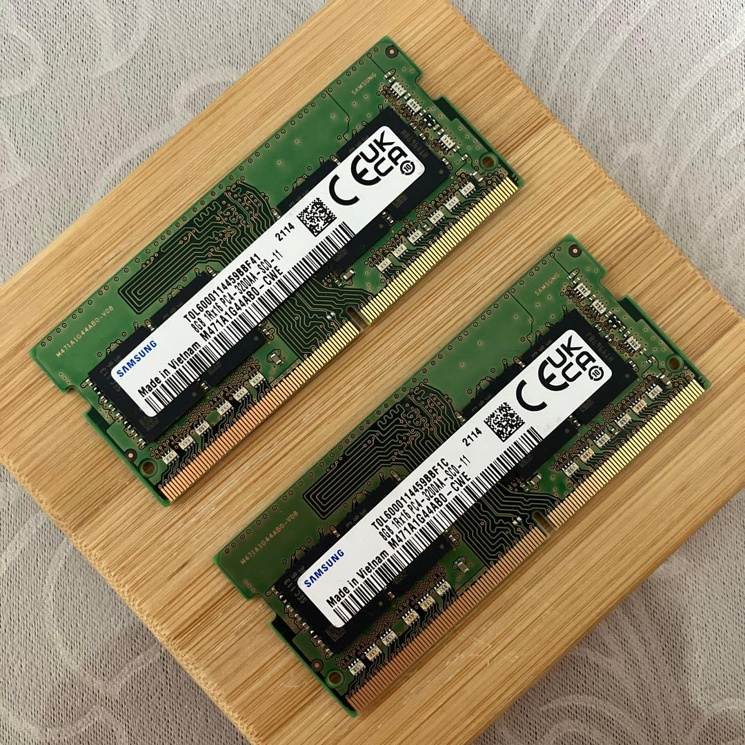 Samsung製ノートDDR4 8GBメモリ2枚　計16GB、3200AA規格