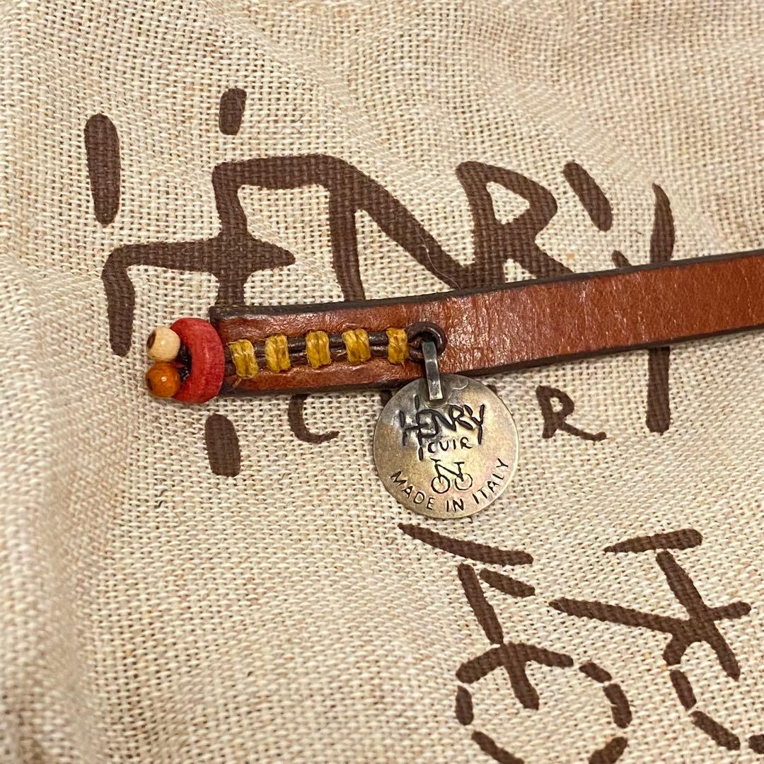 【美品】 HENRY CUIR レザー&ビーズ ブレスレット
