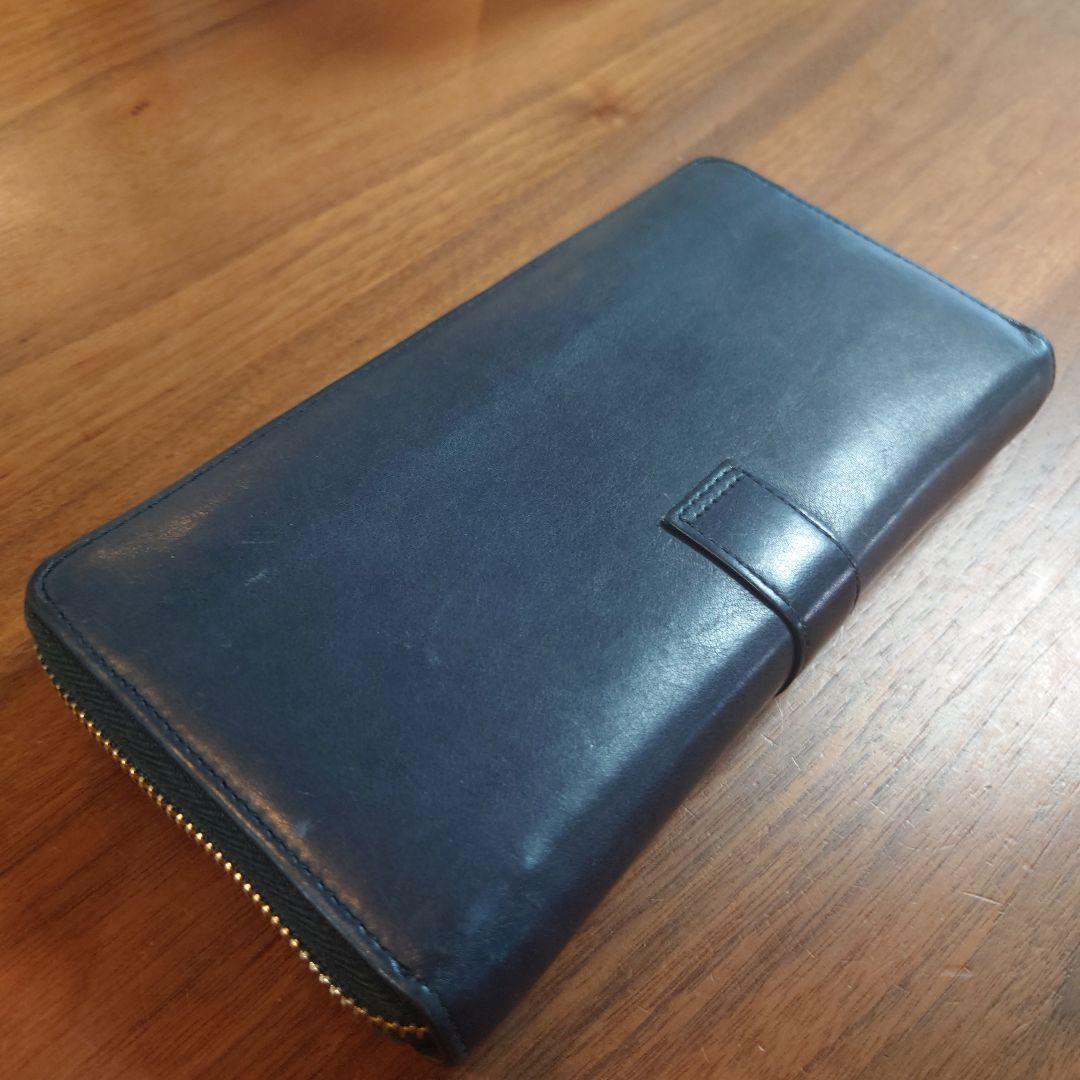 （サボテン）YSL ネイビー レザー 二つ折り財布