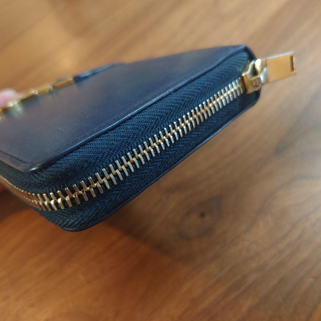 （サボテン）YSL ネイビー レザー 二つ折り財布