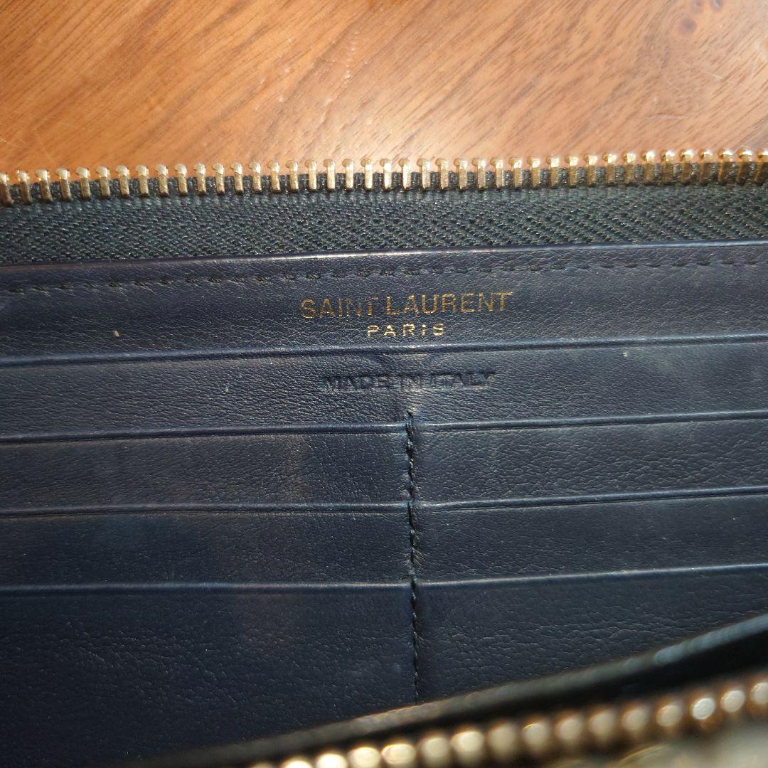 （サボテン）YSL ネイビー レザー 二つ折り財布