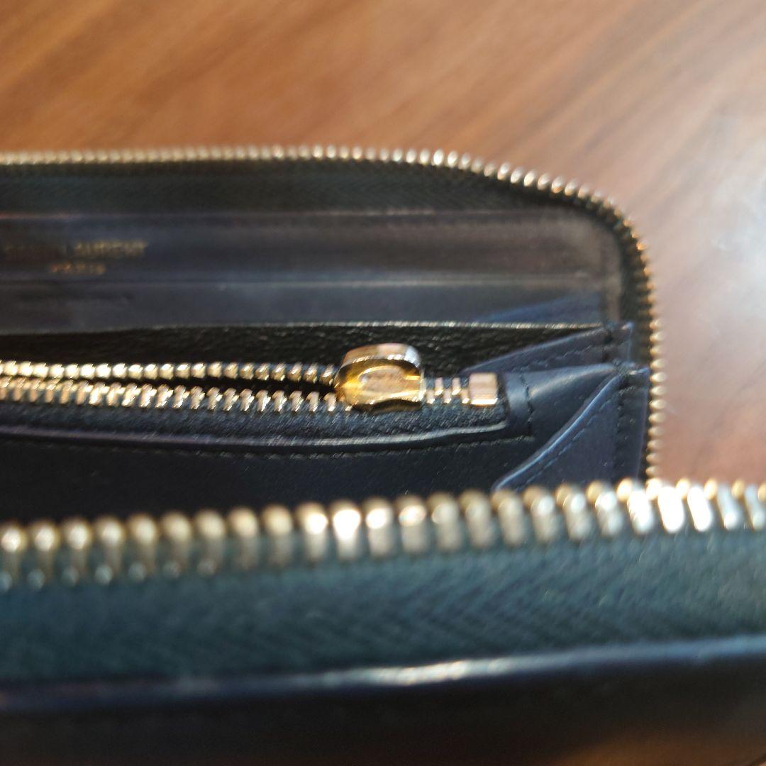 （サボテン）YSL ネイビー レザー 二つ折り財布