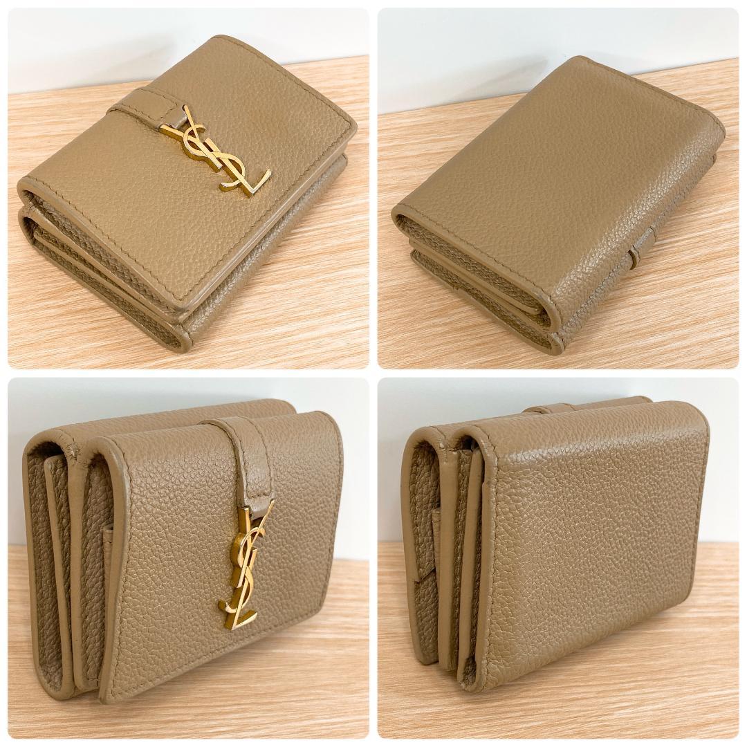 サンローラン オリガミ タイニー YSL 三つ折り財布 財布 グレージュ