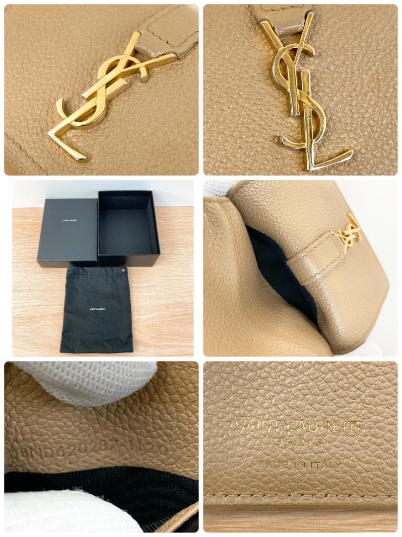 サンローラン オリガミ タイニー YSL 三つ折り財布 財布 グレージュ