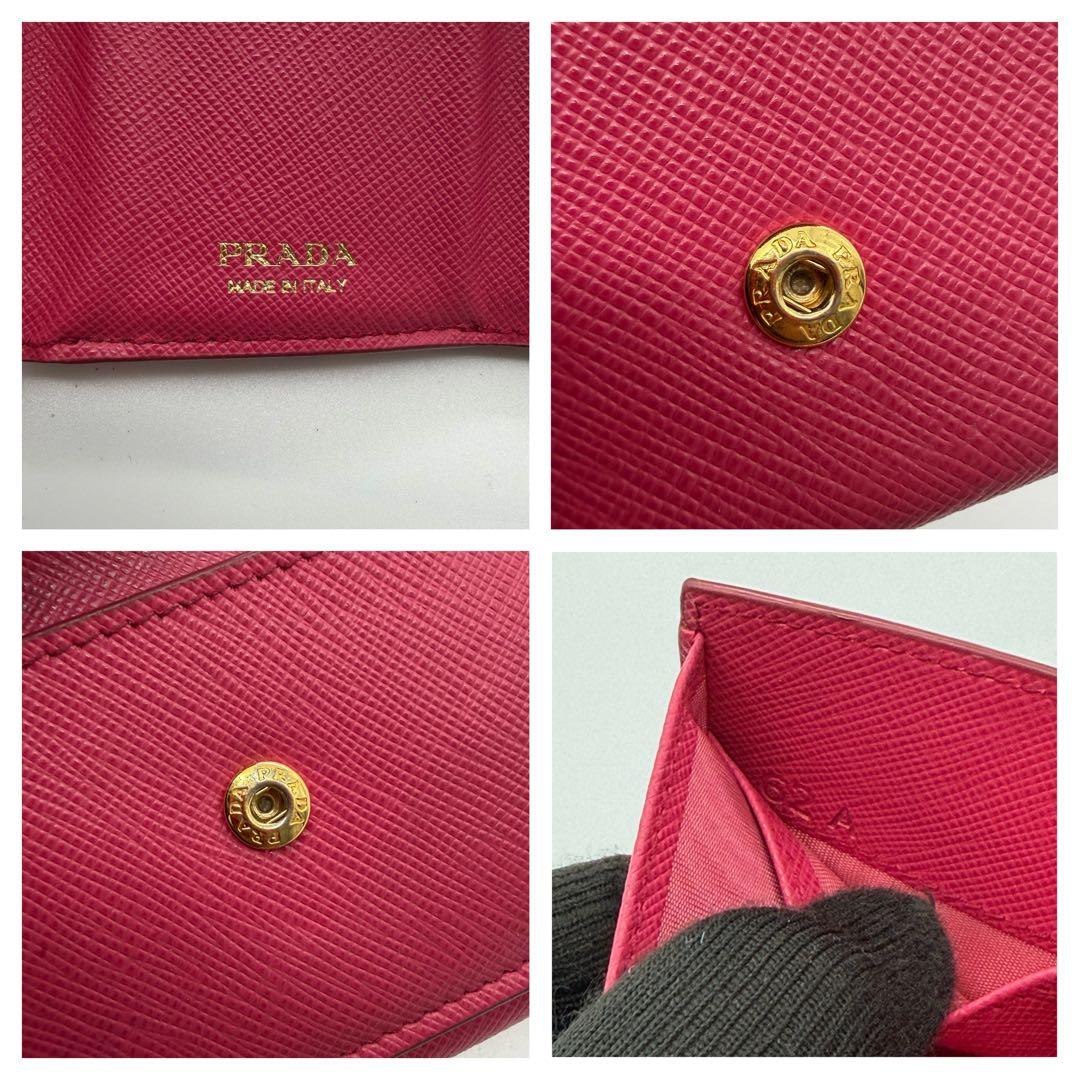 PRADA プラダ　財布　三角ロゴ　トライアングル　サフィアーノ　レザー　ピンク