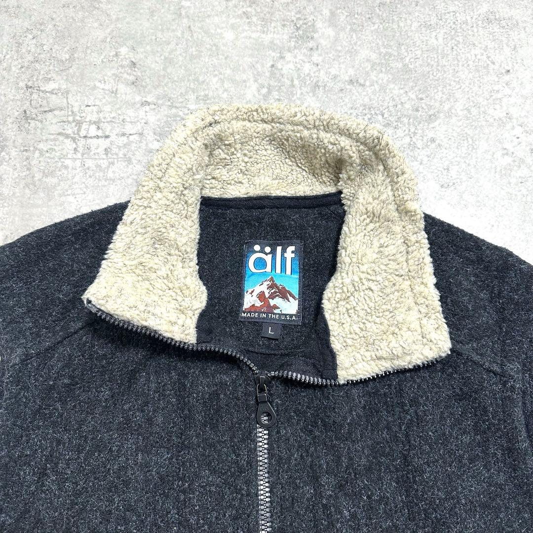 90s USA製 alf アルフ メルトン ジップアップベスト アウトドア レア