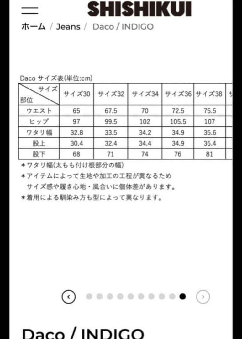 パンツ THE SHISHIKUI DACO 36