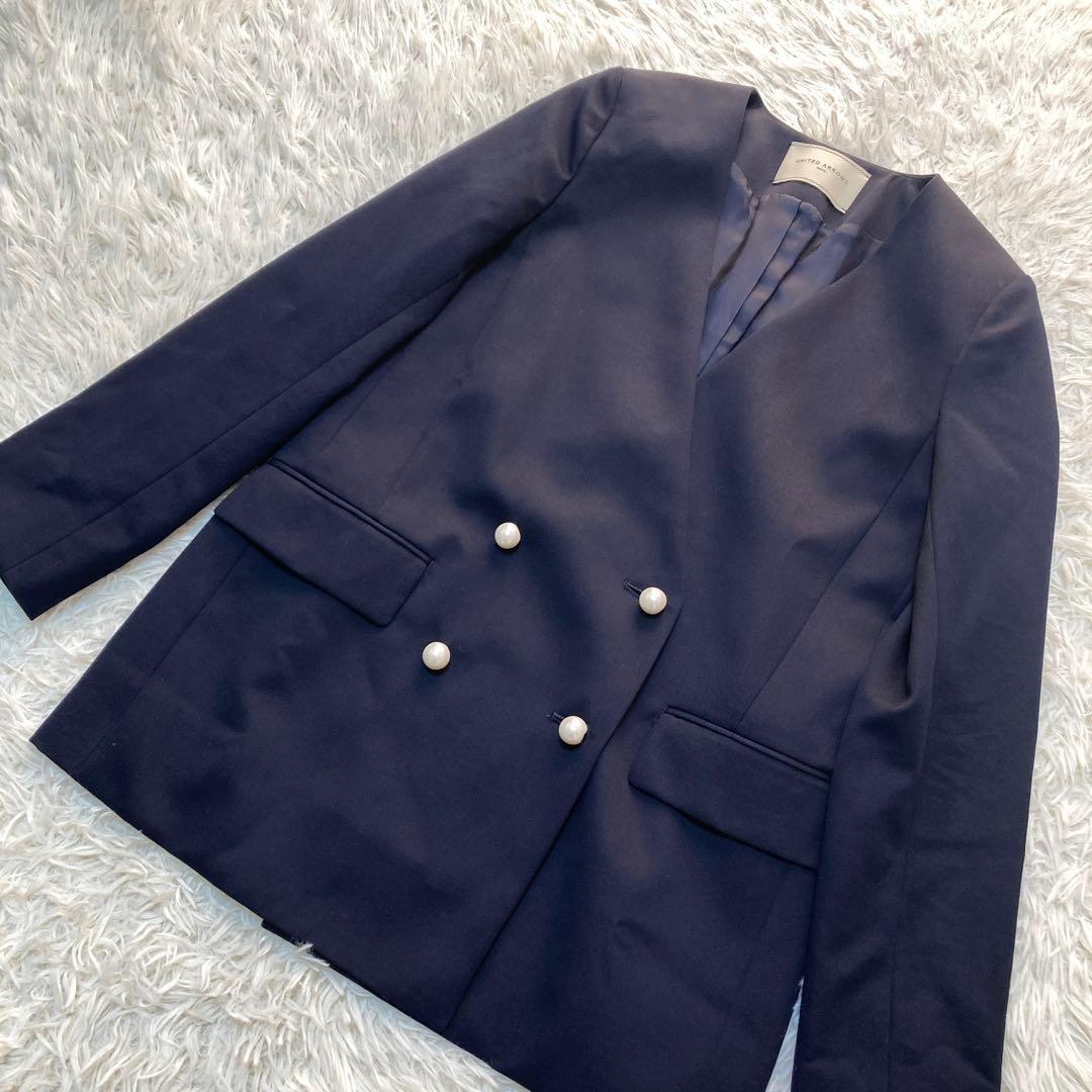 美品✨ユナイテッドアローズ W パールモチーフ Vノーカラー ジャケット