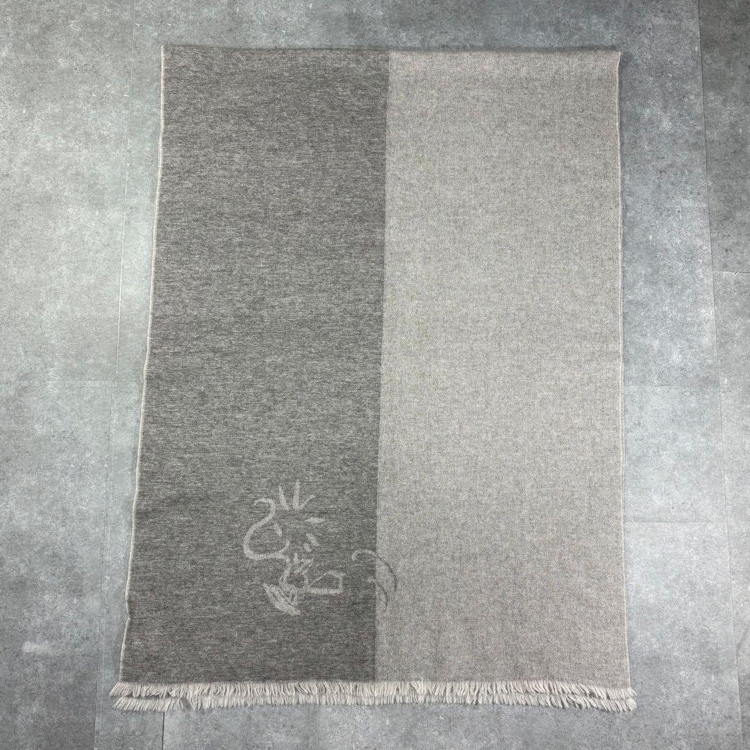 【美品】ピーナッツ スヌーピー ウッドストック 100%カシミヤストール 大判