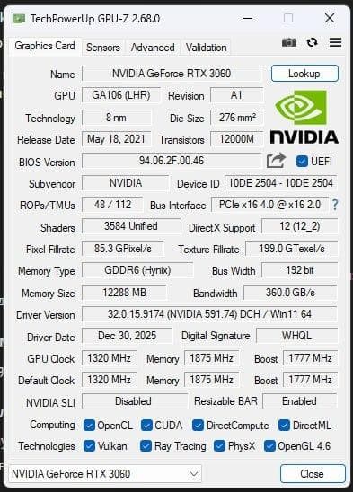 グラフィックボード・グラボ・ビデオカード GAINWARD RTX 3060 GHOST 12GB