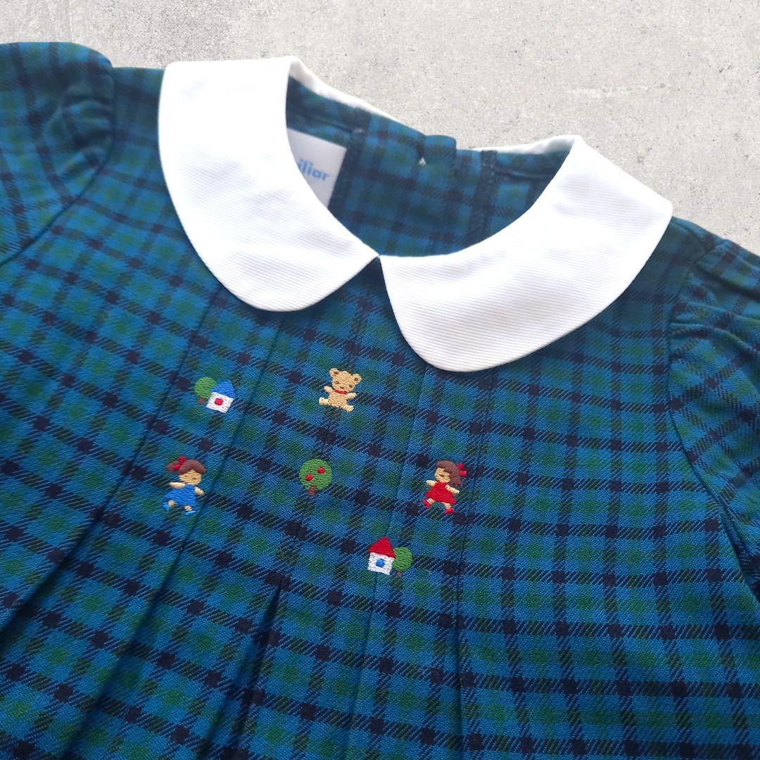 【美品】familiar　ファミリア　長袖　襟付き　ワンピース　80