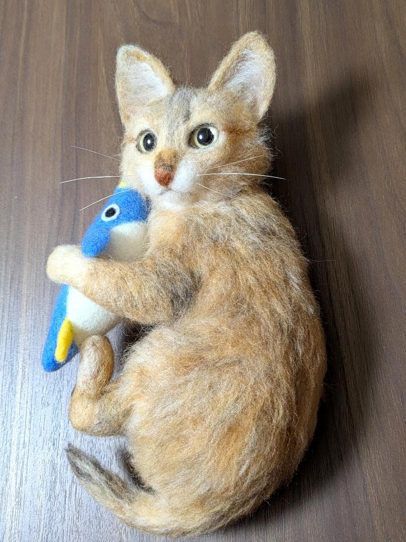 ケリケリ麦わら猫ちゃん 羊毛フェルト