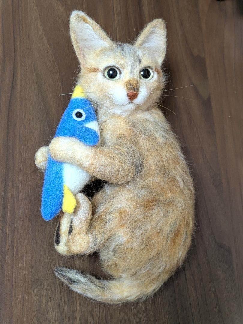 ケリケリ麦わら猫ちゃん 羊毛フェルト