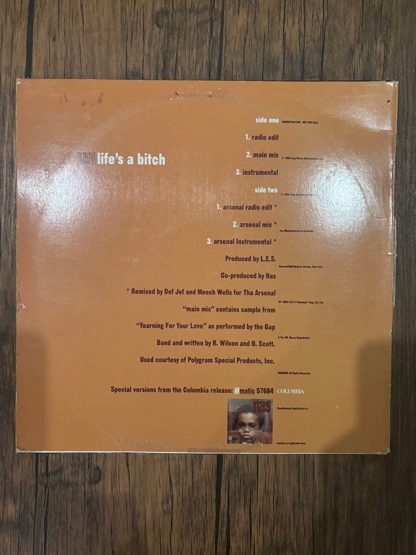 nas life's a bitch レコード　オリジナルプロモ盤　激レア
