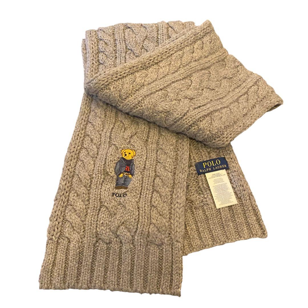 美品　POLO RALPH LAUREN ケーブル　ニット　マフラー　グレー