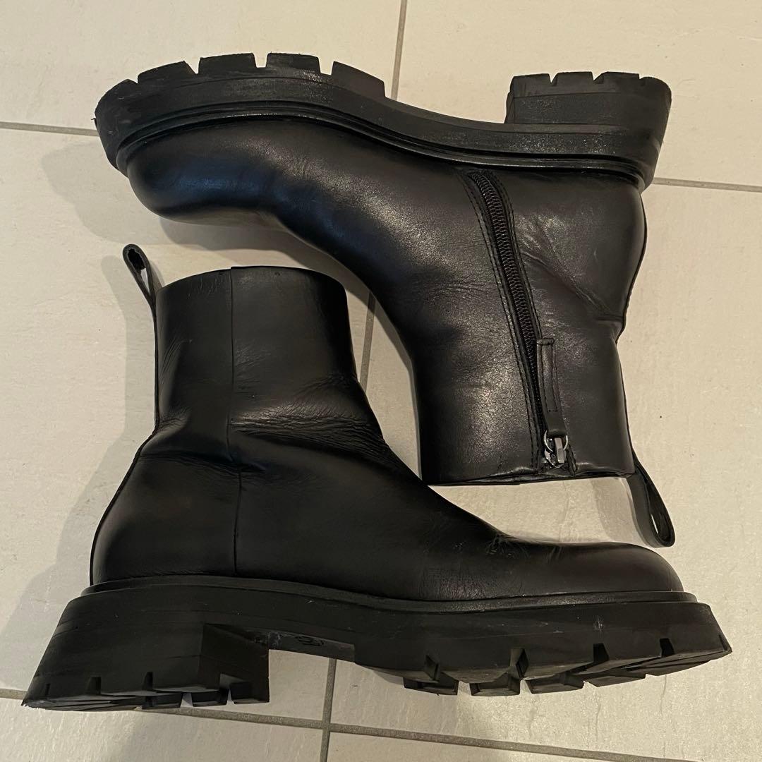 ZARA リアルレザーブーツ ブラック 24cm