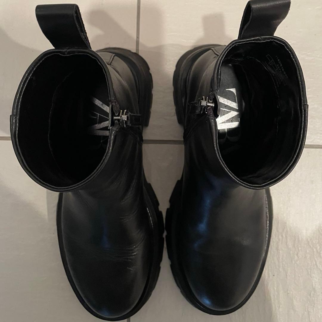 ZARA リアルレザーブーツ ブラック 24cm
