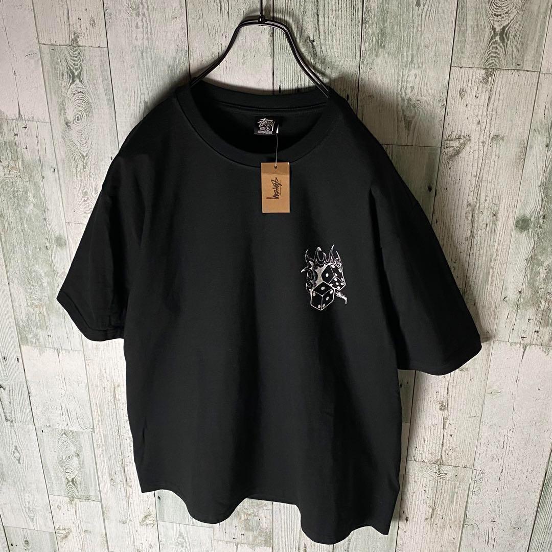 【※未使用品】ステューシー★ファイヤーダイスロゴ tシャツ L 黒 タグ付き