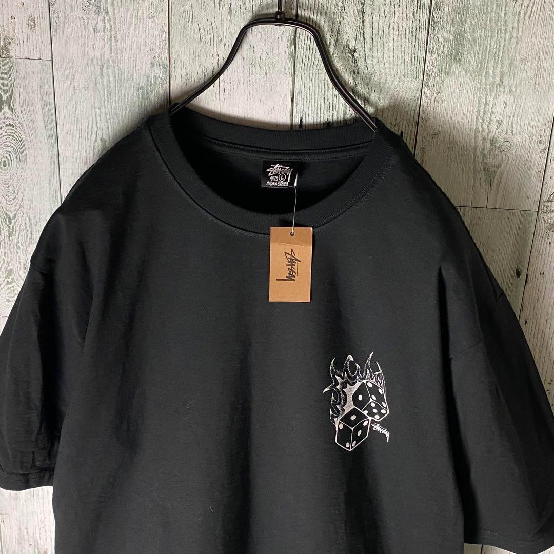 【※未使用品】ステューシー★ファイヤーダイスロゴ tシャツ L 黒 タグ付き