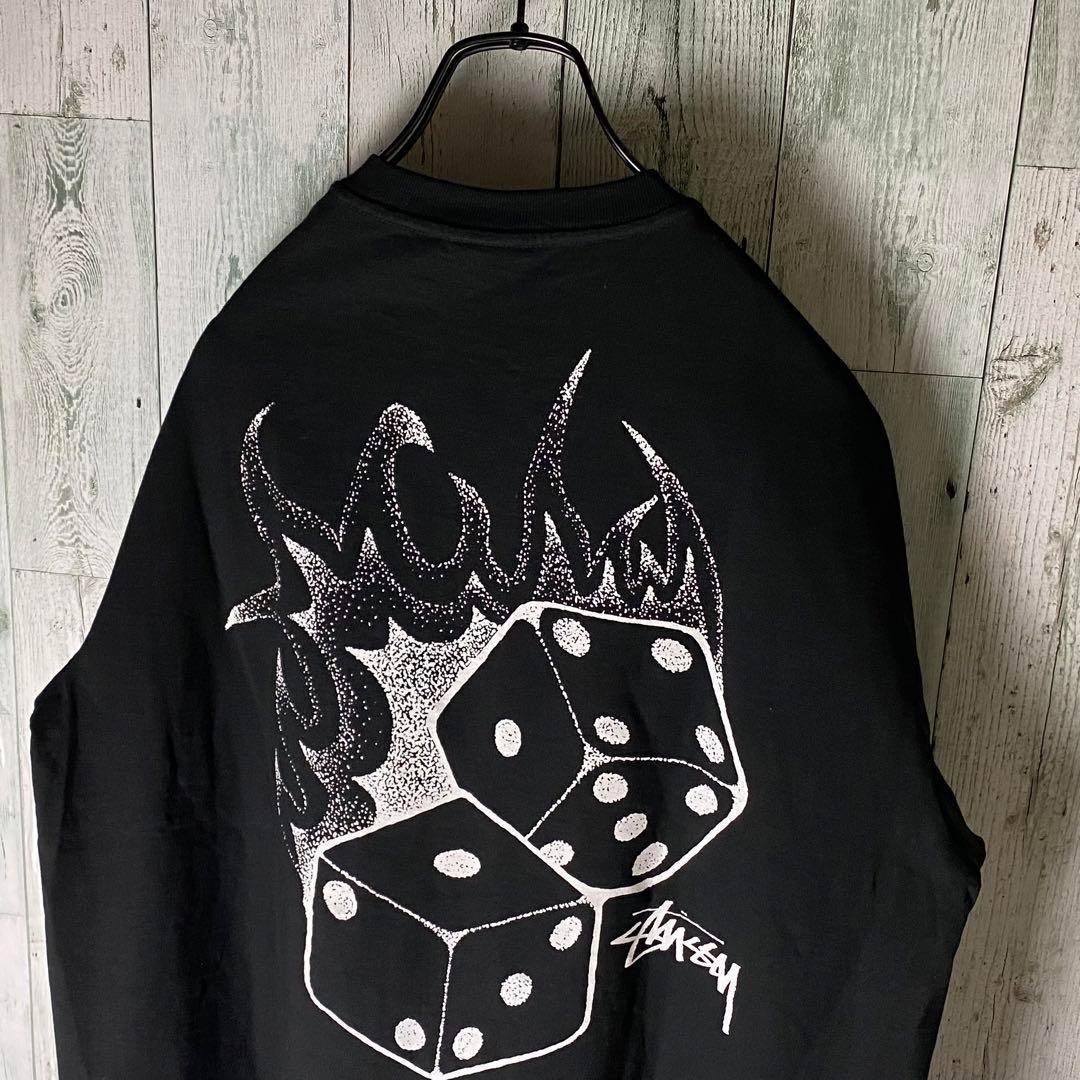 【※未使用品】ステューシー★ファイヤーダイスロゴ tシャツ L 黒 タグ付き