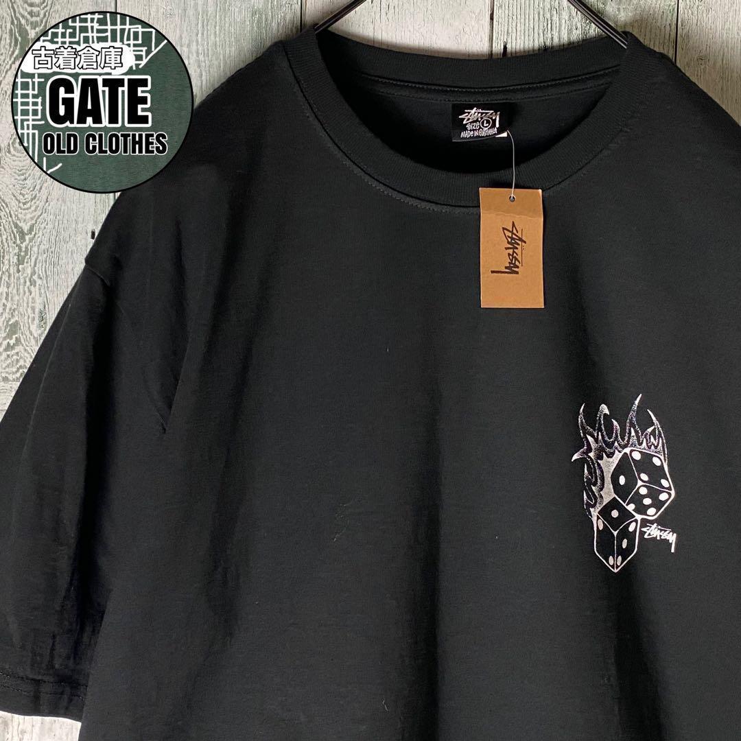 【※未使用品】ステューシー★ファイヤーダイスロゴ tシャツ L 黒 タグ付き