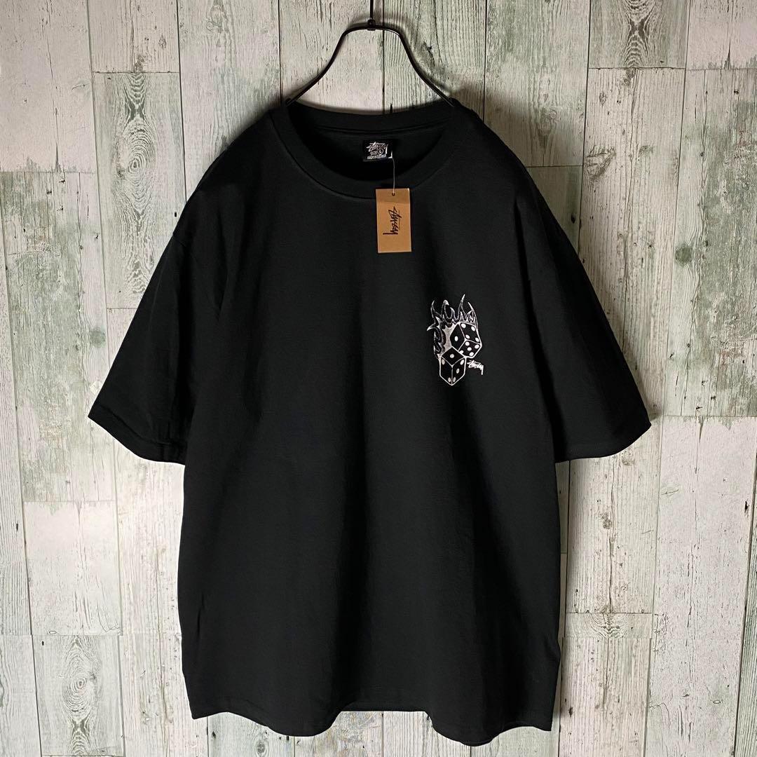 【※未使用品】ステューシー★ファイヤーダイスロゴ tシャツ L 黒 タグ付き